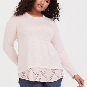 COPY - Torrid Peach Pink Button Back 2fer Sweater